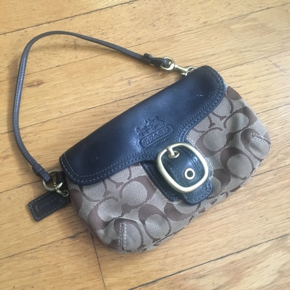 Signature Canvas and Leather Coach Wristlet with Buckle - Picture 3 of 4